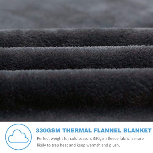 Fleece Blanket Twin Size Fuzzy Soft Plush Blanket 330GSM for All Season Spring Summer Autumn Throws for Couch Bed Sofa, 66 by 90 Inches, Dark Grey - Thumbnail 3