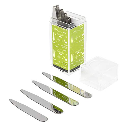 xydstay Stainless Metal Collar Stays, Set of 40 in a Clear Plastic Box, 4 Sizes, For Men Shirts
