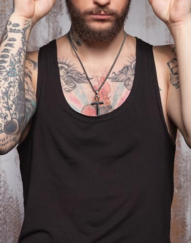 Stainless Steel Cross Ankh Necklace Men Women - 18K Gold Plated Crucifix Bible Verse Philippians Pendant - Christian Egyptian Religious 3mm Rolo Chain Jewelry Present4