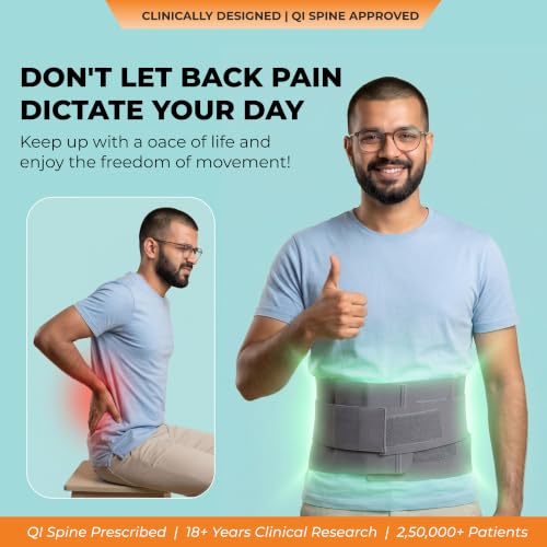 Image of Lumbar Sacral Belt | 5-Year Warranty | Back Support Belt for Lower Back Pain, Sciatica, Muscle Strains, Posture Correction | Orthopedic Belt 4 Metal Stays | Men & Women (XXXL)(Grey)