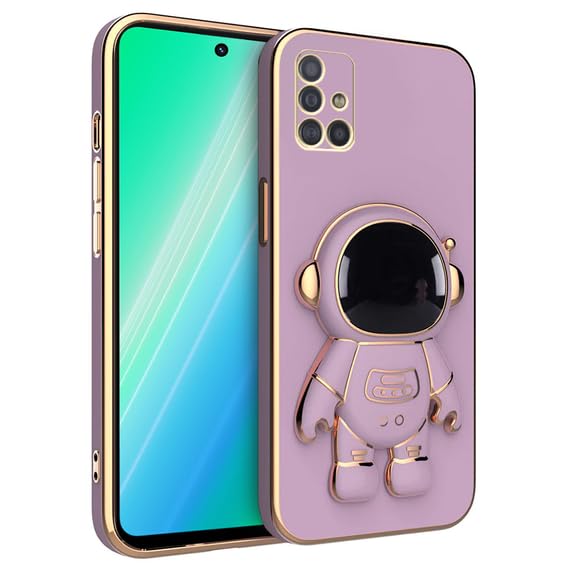 Image of for Samsung Galaxy A71 Case Cute 3D Astronaut Stand Design Camera Protection Shockproof Soft Back Cover for Samsung Galaxy A71 (Purple)