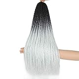6Pack Senegalese Twist Crochet Hair Ombre White Box Braids Synthetic Hair Extensions 30Roots/Pack Small Havana Twist Crochet Hair 24inch(1B/White, 600g/Lot)