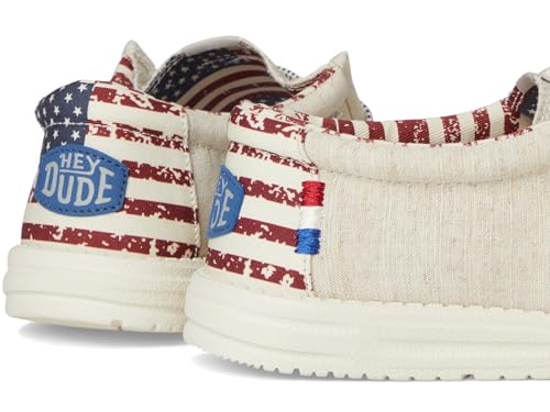 Image of Hey Dude Wally Patriotic Slip-On Casual Shoes for Men and Women - Canvas Upper - Textile Lining - Moc Toe Off-White Patriotic EU 38 (US Women's 7) Medium