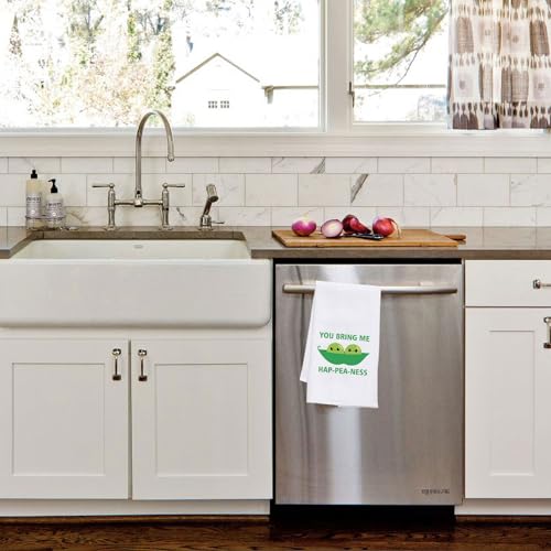 PLITI Couple Kitchen Towel Two Peas in A Pod Gift Pea Pod Gift You Bring Me Happeaness Wedding for Couple (Bring Happeaness TWU) - Image 3