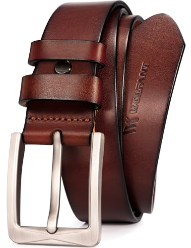 WOLFANT 1.5' Full Grain Leather Belt for Men in Gift Box,100% Italian Real Solid Leather