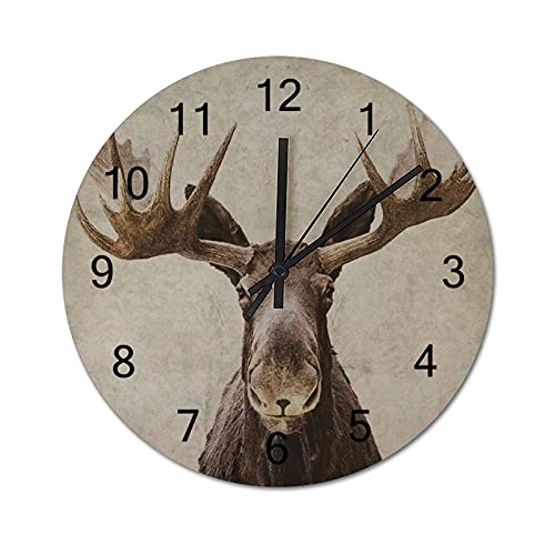 Wall Clock Decorative Partner Moose Print 10 Wall Clock Silent Non-Ticking Battery Operated Easy to Read Decorative for HomeOfficeKitchenBedroomLiving Room, 10×10