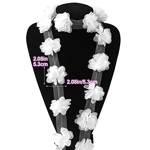 Ancirs 9.5 Yards Ruffled 3D Flower Cluster Lace Trim For Craft, Vintage Woven Chiffon Trim For Bridal Wedding Dress Collars Sleeves Decoration Embroidered Appliques & Handmade Diy Sewing- White #TOP5