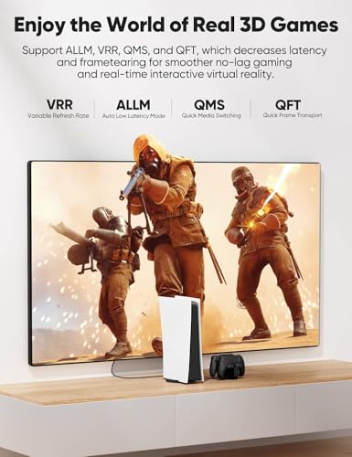 Image of Highwings Long 8K Fiber Optic HDMI Cable 40 FT, 2.1 Unidirectional 48Gbps High-Speed Slim HDMI Braided Cord 8K60Hz 4K120Hz HDR /eARC HDCP 2.2 /3D Compatible for PS5 and DVD Player