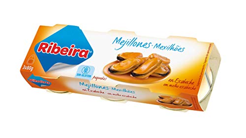 Ribeira Conserva de Pescado Mejillones en Escabeche Pequeños - 10 pack x 3 unidades