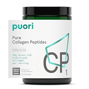 Puori Pure Collagen Peptides Powder, Unflavored – 10g of Grass-Fed Hydrolyzed Bovine Collagen Supports Skin Health, Hair & Nail Strength, Joint Pain & Mobility Support – 30 Servings