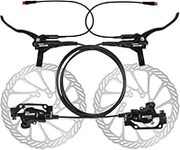 E-Bike Hydraulik-Scheibenbremsensatz – 2/4 Kolben, elektrisch abschaltbar, links vorne 1100 mm, rechts hinten 1800 mm, Hebel aus Aluminiumlegierung für Roller/MTB-Mountainbike