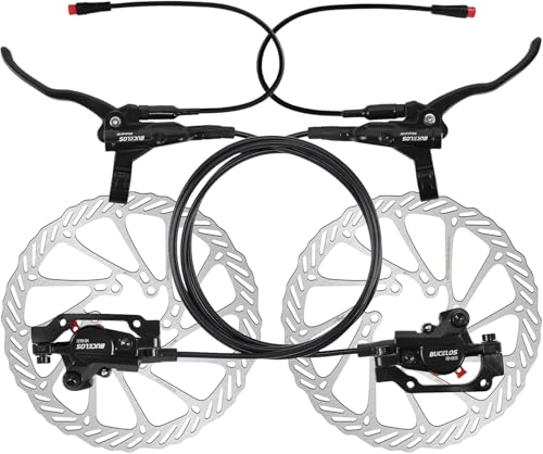 E-Bike Hydraulik-Scheibenbremsensatz – 2/4 Kolben, elektrisch abschaltbar, links vorne 1100 mm, rechts hinten 1800 mm, Hebel aus Aluminiumlegierung für Roller/MTB-Mountainbike