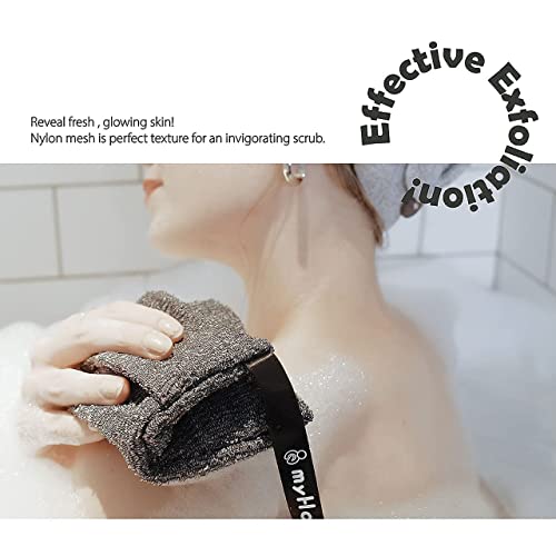 Myhomebody Soap Pocket Exfoliating Soap Saver Pouch | Body Scrubber Sponge, Exfoliator For Bath Or Shower | For Large Bar Soap Or Leftover Bits | Graphite Gray, 2 Pack + 2 Soap Lifting Pads #TOP2