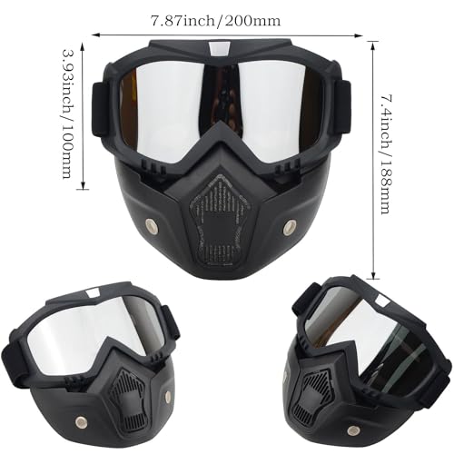 QUICKMOVE Goggle Mask Anti Scratch UV Protective Face & Eyewear Windproof Dirt Shield With Soft Foam Padded Detachable Mouth Filter For cycling Bike Off Road Racing Ride Unisex 1