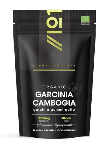 Organic Garcinia Cambogia 2100mg - 90 Vegan Capsules - Potent Garcinia Cambogia Supplement – Resealable and Recyclable Pouch by Alpha01