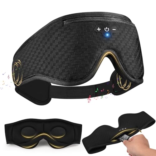 BULYPAZY 3D Contoured Sleep Mask with Bluetooth Headphones, Adjustable Blackout Sleeping Mask...