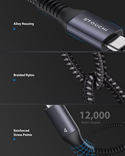 Stouchi Thunderbolt 4 Cable [3.3Ft], Braided Thunderbolt Cable Supports 8K Display/ 40Gbps Data Sync/ 100W Charging For Type C Macbooks, Hub, Docking, External Ssd Egpu And More #TOP4