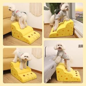 Pet-Ramp-for-Small-Dogs-to-Get-on-Couch-or-Low-Bed-3-Tiers-Gently-Sloping-Design-High-Density-Foam-Dog-Stairs-Pet-Steps-for-Older-Cats - Cucciolini Doodles Pet-Ramp-for-Small-Dogs-to-Get-on-Couch-or-Low-Bed-3-Tiers-Gently-Sloping-Design-High-Density-Foam-Dog-Stairs-Pet-Steps-for-Older-Cats