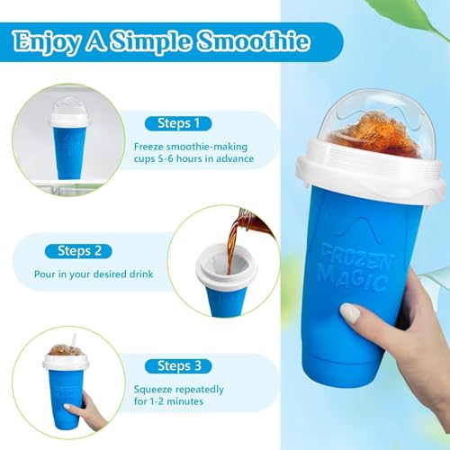 Slushie Cup Slushie Maker Cup Magic Quick Frozen Smoothies Cup, Slushie Machine for Home Squeeze Slushie Cup ,DIY Slushie Maker Cup Gifts (Blau + Gelb, Groß) – Bild 5