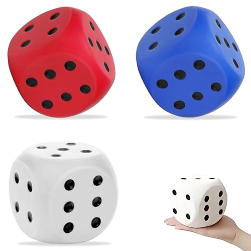 Lista de Juegos y actividades para fiestas . 49 JIAQCN Dados Gigantes De Espuma, 3 Piezas De Dados Grandes para Actividades Educativas, Juegos De Mesa Y Fiestas, Hechos De Material PU Suave Y Duradero, Medidas De 6 Cm