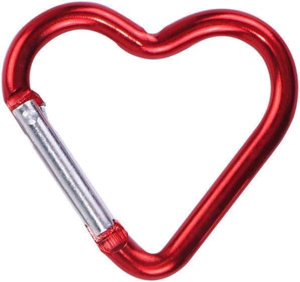 XFUYI Moschettone a Forma di Cuore Clip Portachiavi in Lega di Alluminio Moschettone a Molla Moschettone da Campeggio Clip per Zaino Moschettone