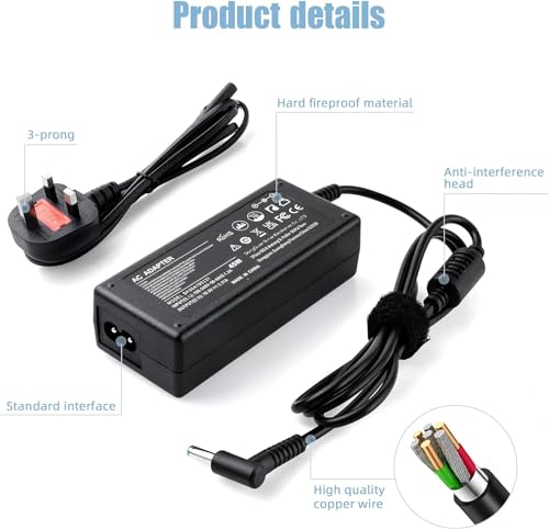 Jippofu 45W Laptop Charger Compatible with HP Laptop 19.5V 2.31A Power Cable for Stream 11 13 14 Pavilion 11 13 15 Chromebook 11 14 Spectre 11 13 Elitebook 840 850 ProBook 430 440 450 AC Adapter - Image 3