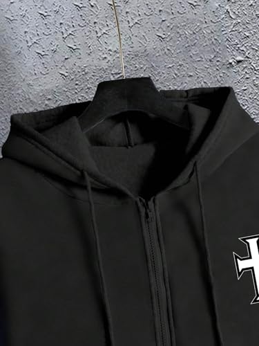 SHENHE Men's Graphic Cross Print Zip Up Drawstring Hoodie Long Sleeve Pockets Sweatshirt3