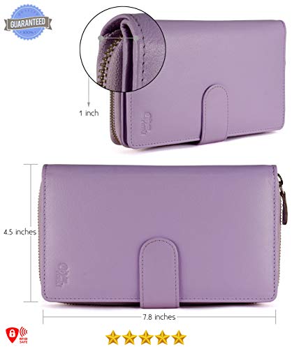 Image of Big Fat RFID Blocking Leather Organizer Checkbook Wallets For Women - Clutch