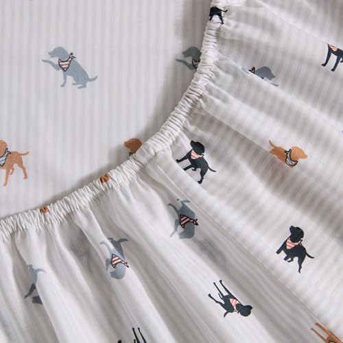 Image of Eddie Bauer - Queen Size Sheet Set, Cotton Percale Bedding with Deep Pocket Fitted Sheet, Bed Sheets with Matching Pillowcases, Buddy Scarves and Stripes Beige