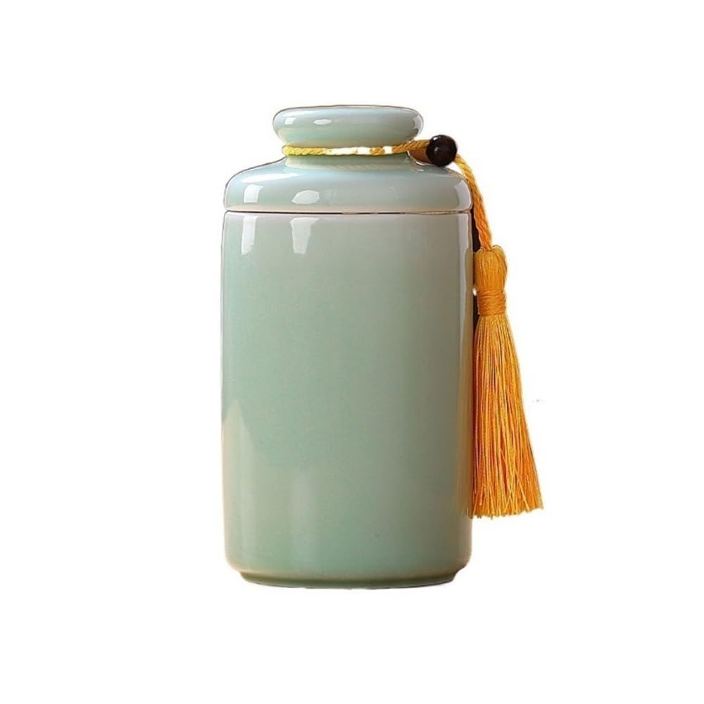 CHENGAIJIAN Tea Canister Celadon Tea Canister Ceramic Sealing Jar Household Simple Storage Empty Canister Tea Warehouse