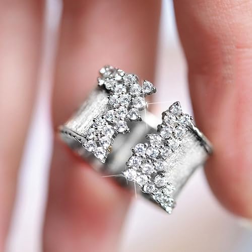 White Gold & Gold Plated White Cubic Zirconia Engagement Rings Wedding Bridal Band Promise Rings Evening Parties Anniversary Valentine's Day Gifts Eternity Bands for Women