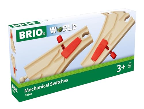 brio world - 33344 mechanical switches  2-piece interactive wooden train tracks set  enhances motor skills  compatible with brio toys  great gift for kids ages 3 and up