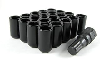 Black Tuner Acorn 12x1.5 Lug Nut Kit 20 Pc Set with Key