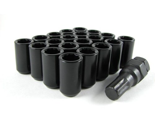 Black Tuner Acorn 14x1.5 Lug Nut Kit 20 Pc Set with Key