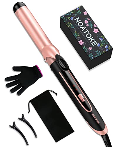 NOATOKE 1 inch Curling Iron, 1-Hour Shut-Off 25mm Curling Wands with 30S Fast PTC Heating Ceramic Coating, Dual Voltage 110-240V 1 inch Hair Curler with Anti-Scald Tip…