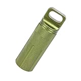 Vogueing Tool Wasserdichter Pillenhalter, EDC-Behälter, Metall, Überlebenskapsel für Camping, Klettern, Radfahren, Wandern (runder Kopf, grün)