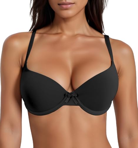 Damen Push up BH Klassisch BHS Balconett mit Bügel Nahtlos Bra Bustier mit Schnürung Vorne Büstenhalter Sexy Bralette - 85B