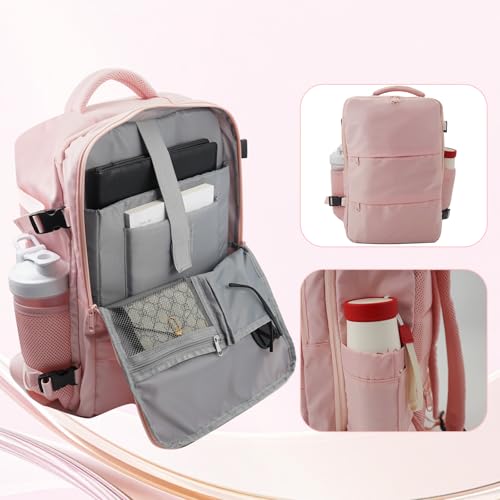 Travel Backpack,Laptop Backpack Fits 15.6 Inch Computer,Airline Approved Underseat Carry On Backpack for Men & Women,Business Work & College Daypack (Pink, Large) - Image 4
