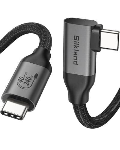 Silkland 40Gbps USB4 für Thunderbolt 4 Kabel 1M, 90Grad USBC Kabel 8K@60Hz 4K@144Hz HDR, 240W 48V/5A PD3.1 USBC auf USBC Kabel 1 meter für MacBook Pro, iPad, Dock, PSSD, iPhone 16/15 Pro Max