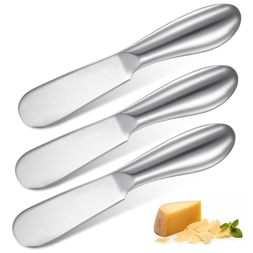 LIQWEI 3 Stück Edelstahl Buttermesser, Käsemesser Klein Brotzeitmesser Kleine Dessertmesser Marmelade Messer Tafelmesser Set für Butter Käse und...