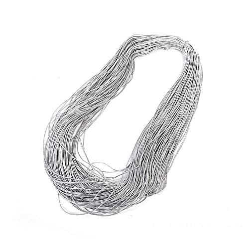 100 Yards Elastic Cord 1mm Rubber Elastic Cord Gold Silver Stretch Elastic Bands Rope Jewelry Bracelets Strings Garment Tag (Silver)
