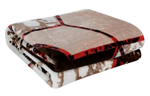 Image of Premium Ultra Soft Flannel Printed Single Blanket 220x160 cm| 200 GSM Warm & Cozy All Season AC Blanket| Lightweight Travel /Camping Throw for Sofa & Couch| Winter Duvet /Quilt- Beige