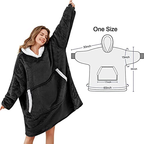 YFFS Hoodie Blanket Sweatshirt for Women and Men, Super Warm and Cozy Big Wearable Blanket Hoodie, Thick Flannel Blanket with Sleeves and Giant Pocket
