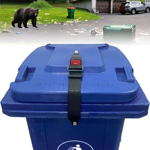 KOMOHOM Bear Proof Trash Can Lid Lock, Raccoon Proof Garbage Can Strap (Metal Enhanced Version)