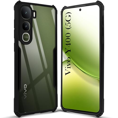 Image of Jkobi Hybrid Back Cover Case for Vivo Y400 (Shockproof with Polycarbonate Clear Panel | Professional Black)