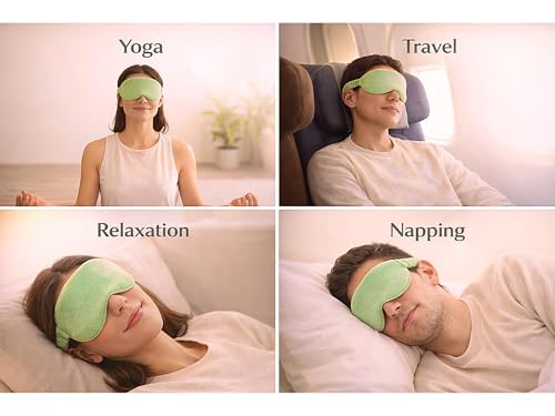 Image of Eye Sleep Mask for Men & Women, Soft Light Blocking Mask with Adjustable Strap, Falalin Non-Woven Cotton Fabric, Comfortable Travel Eye Cover for Home, Flight, Relaxation (Pastle green)