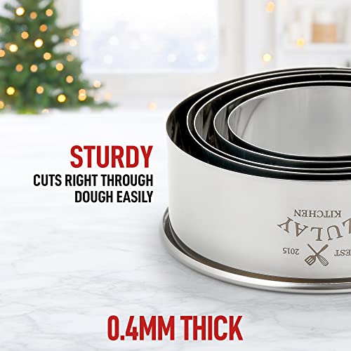 Zulay (5-Pieces) Round Cookie Cutters - Stainless Steel Rustproof Circle Biscuit Cutter Molds - Assorted Round Cookie Cutters With Rolled Top Edges For Dough & Pastries #TOP6