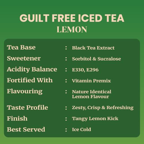 Image of Impulse Coffees Guilt Free Iced Tea Powder - Lemon | Zero Refined Sugar | Low Calorie | Vitamin C & B-Complex | 20g X 20 Sachets | 400g