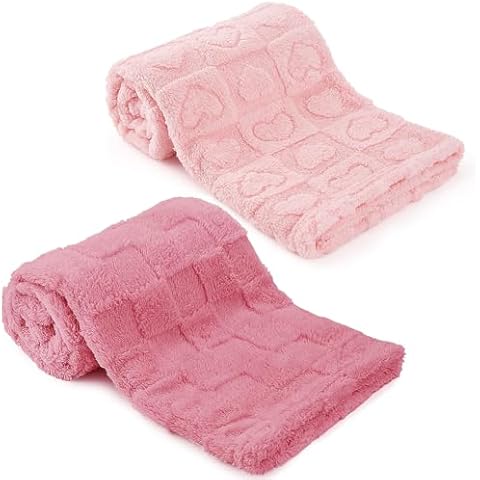 Plush Soft with Checkered Baby Blanket Pink and Deep Pink Cover