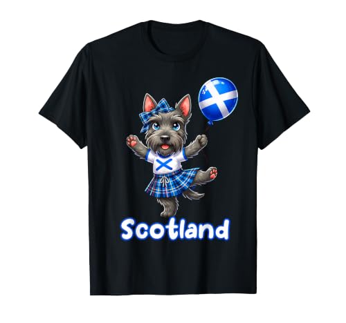 Image of Scotland Scottie Dog Saltire Balloon Tartan T-Shirt